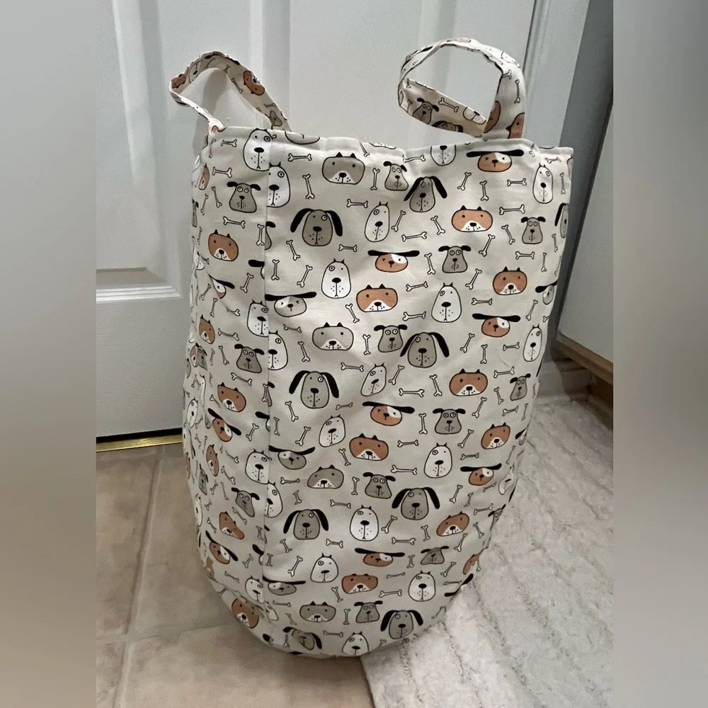 NWOT Cute Dog Print Handmade Large Collapsible Laundry Basket